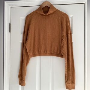 Aeropostale Cropped Waffle Texture Turtleneck Sweater M